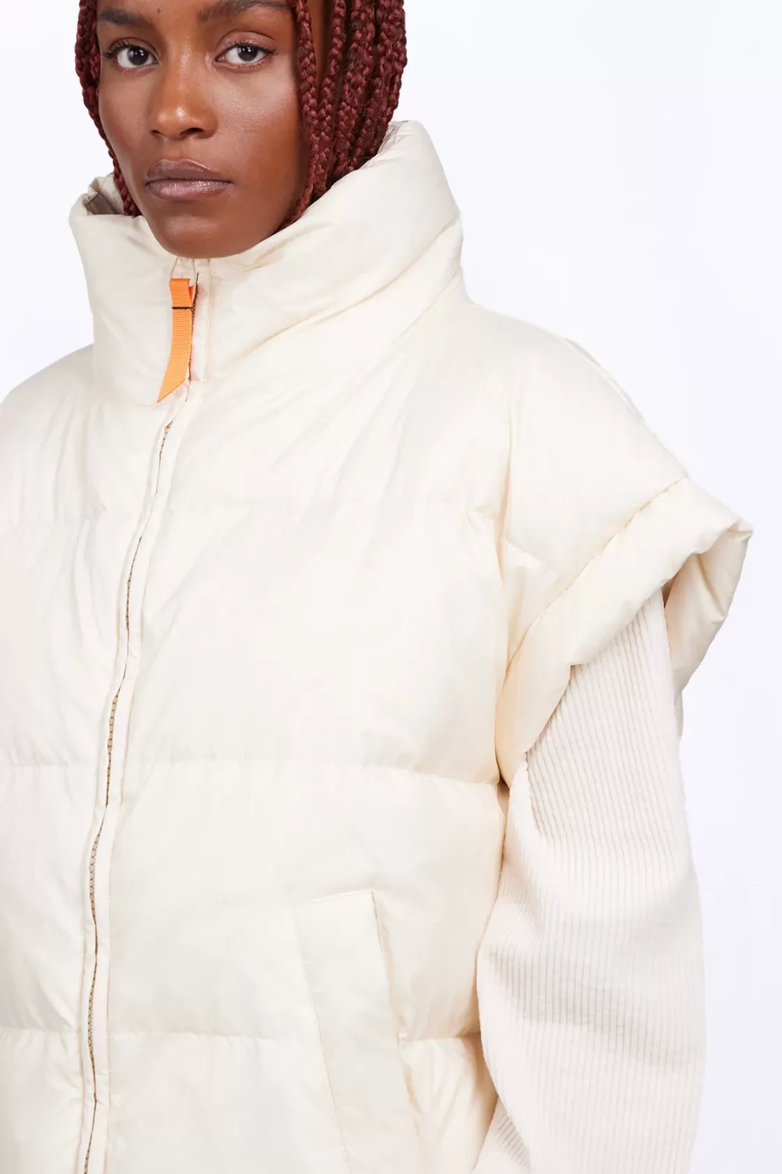 Doudoune Sans Manches Oversize En Nylon Ripstop Gaia Ecru*Gertrude Discount
