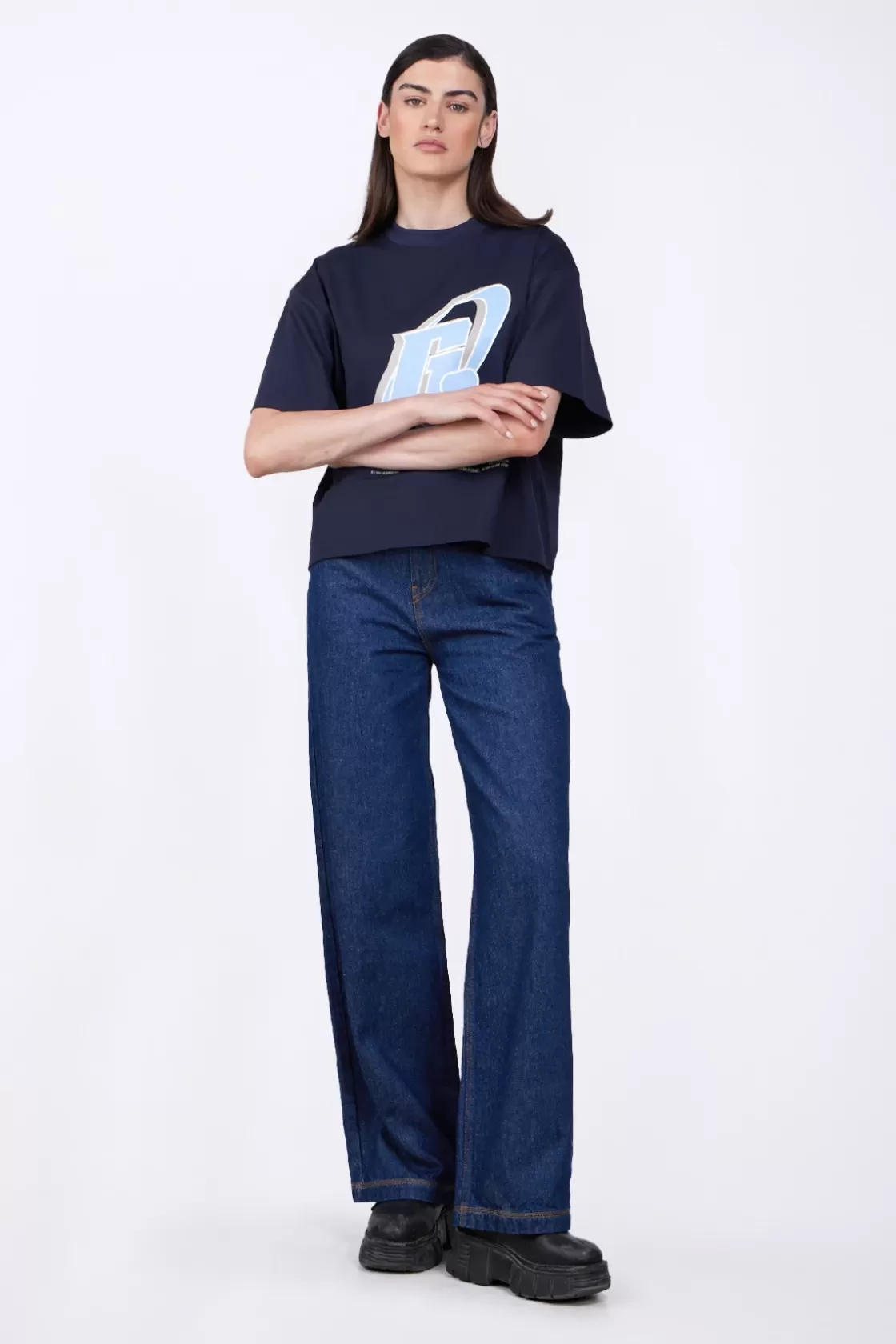 Jeans Fare Taille Haute Double Delavage Vivienne Brut*Gertrude Hot