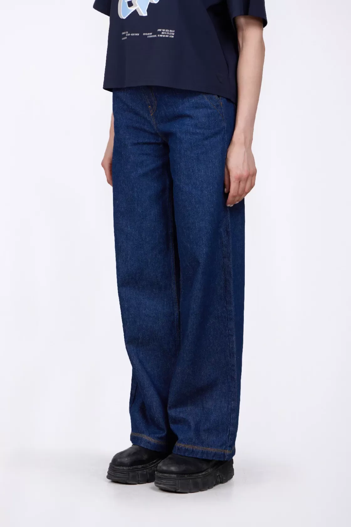 Jeans Fare Taille Haute Double Delavage Vivienne Brut*Gertrude Hot
