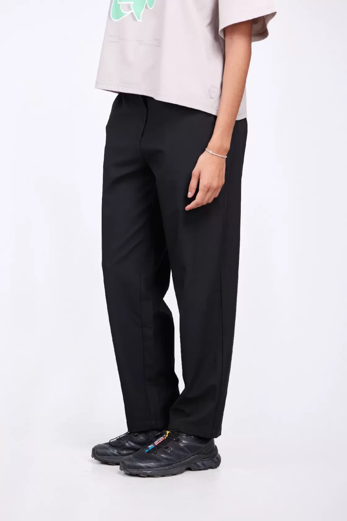Pantalon De Tailleur Stretch Coupe Droite Fleur Black*Gertrude Store