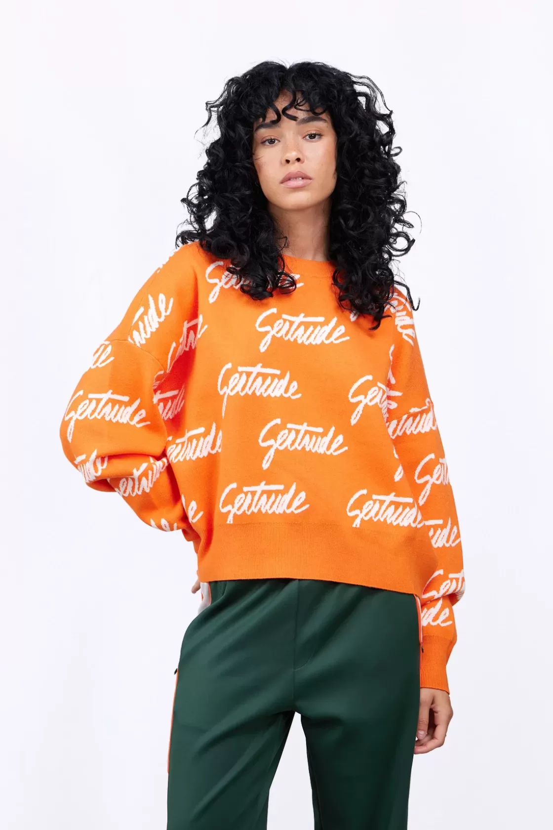 Pull En Maille Avec Motif Calligraphie Amalia Orange*Gertrude Hot