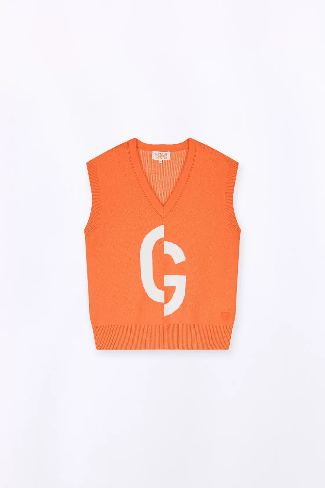 Pull En Maille Col V Sans Manches Alba Orange*Gertrude Store