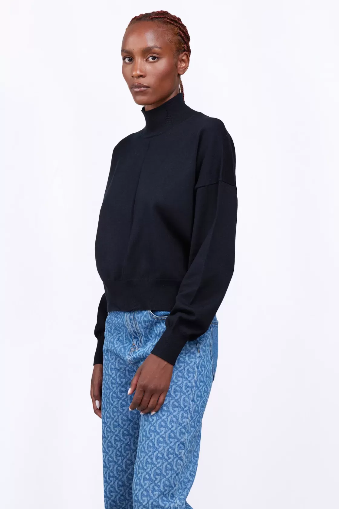 Pull En Maille Court Col Cheminee Anais Black*Gertrude Fashion