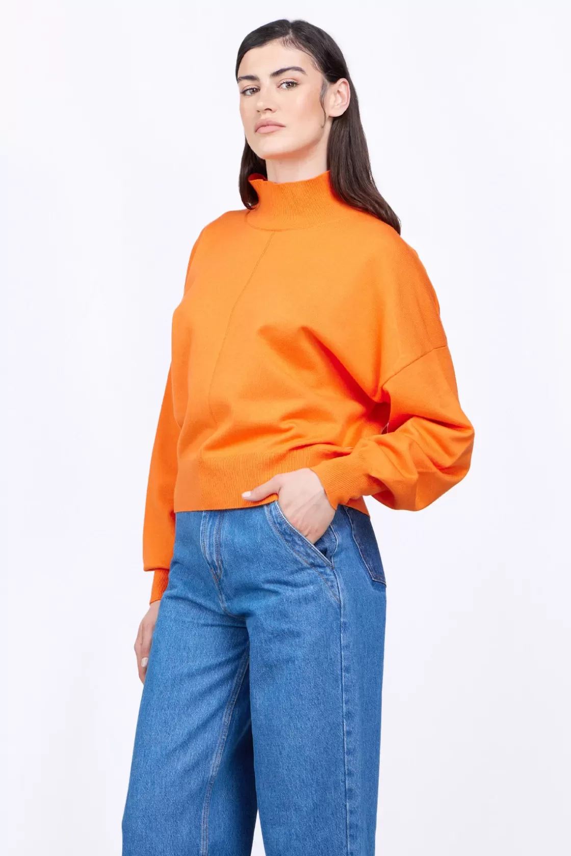 Pull En Maille Court Col Cheminee Anais Orange*Gertrude New