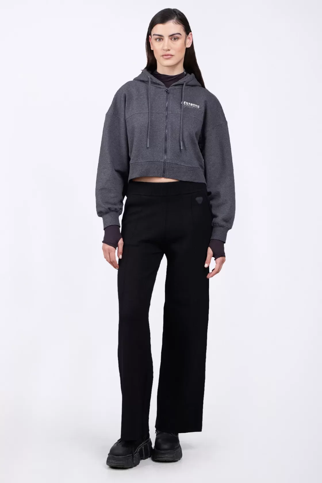 Sweat A Capuche Cropped Amina Charcoal Chine*Gertrude Flash Sale