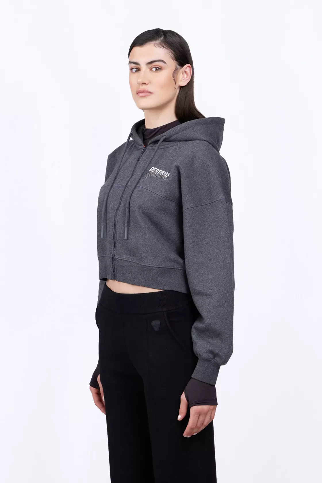 Sweat A Capuche Cropped Amina Charcoal Chine*Gertrude Flash Sale