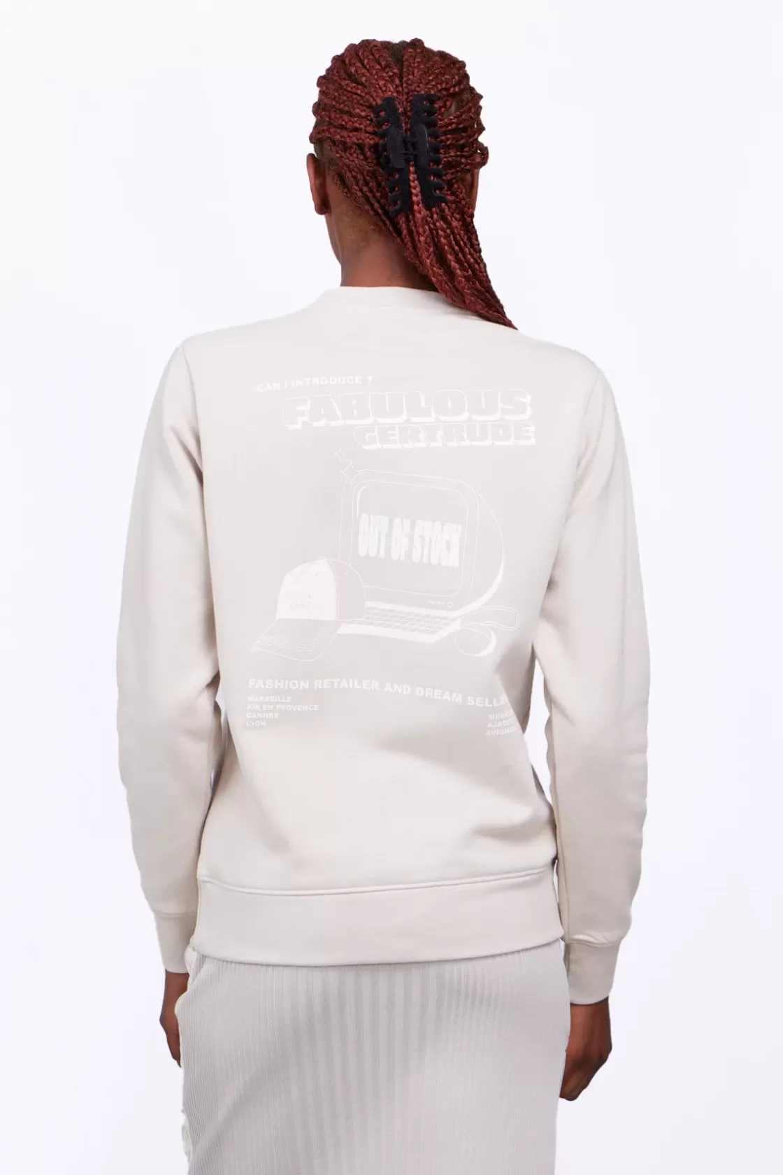Sweat Col Rond Unisexe Imprime Au Dos Guillaume Cap Ciment*Gertrude Discount