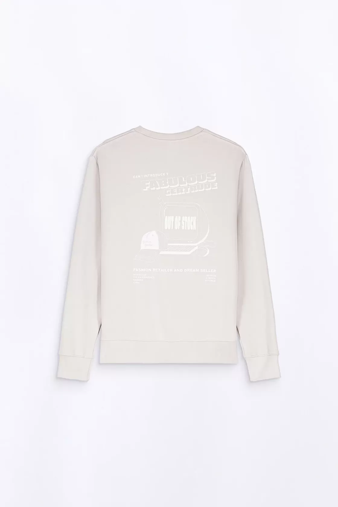 Sweat Col Rond Unisexe Imprime Au Dos Guillaume Cap Ciment*Gertrude Discount