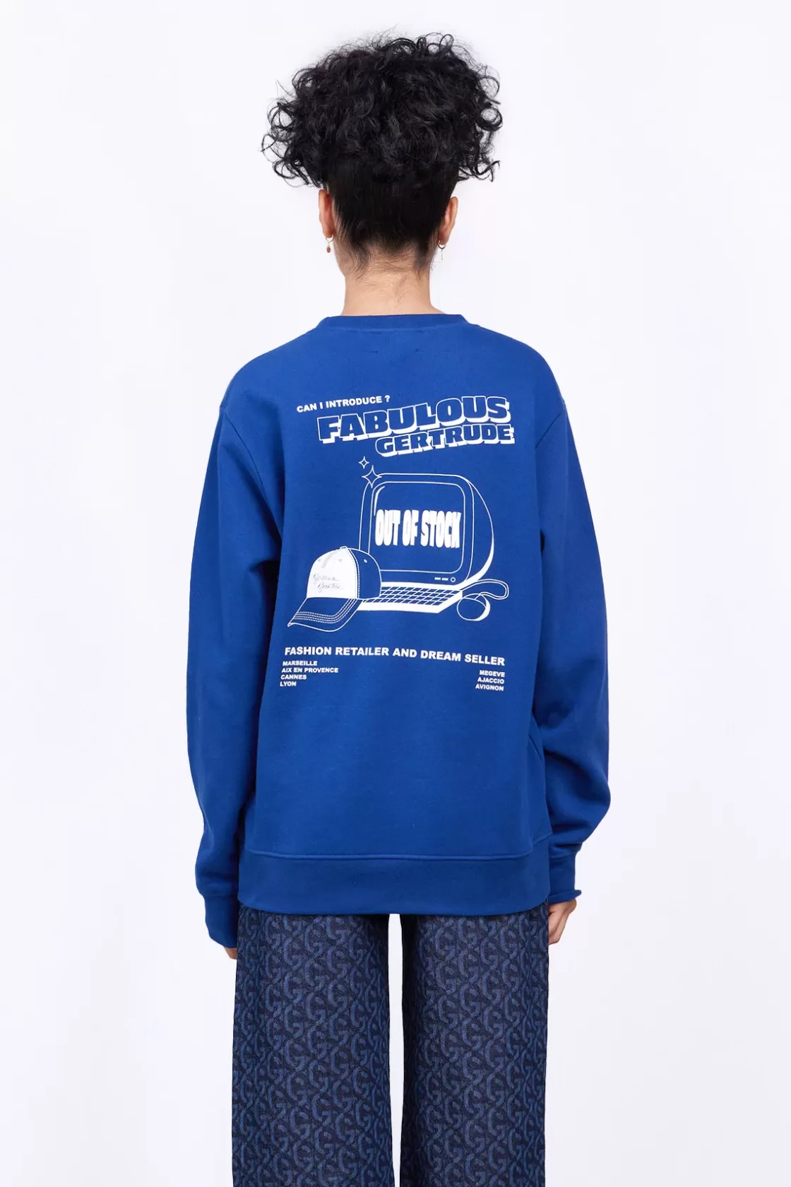 Sweat Col Rond Unisexe Imprime Au Dos Guillaume Cap Worker Blue*Gertrude Hot