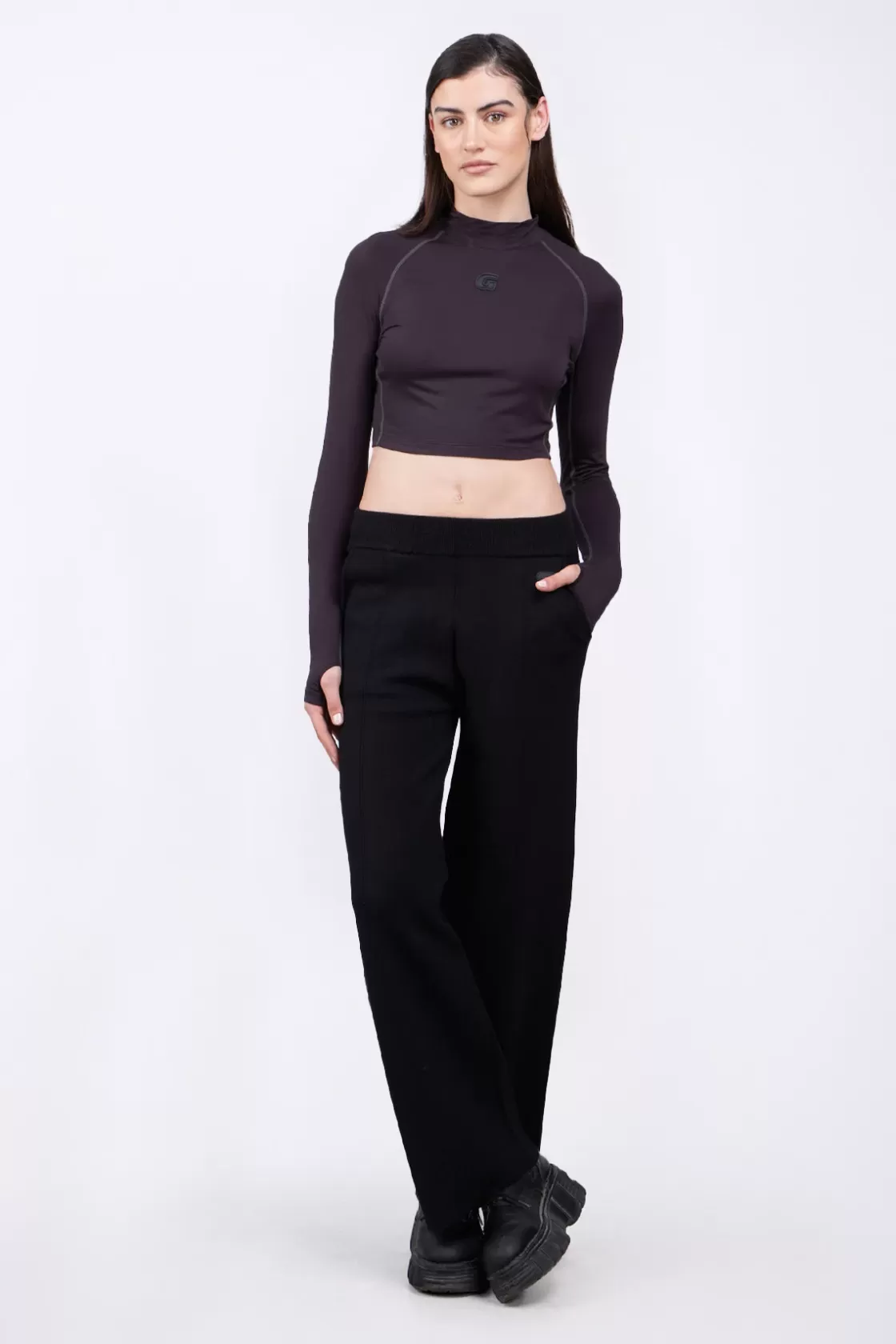 T-Shirt Col Montant Cropped Celine Black*Gertrude Online